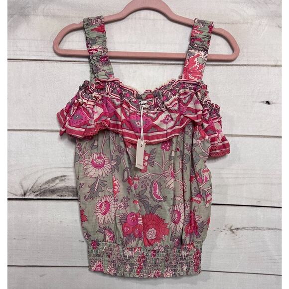 NWT Jennifer Grace Sleeveless Top Size MED Ruffles Floral - Picture 1 of 6